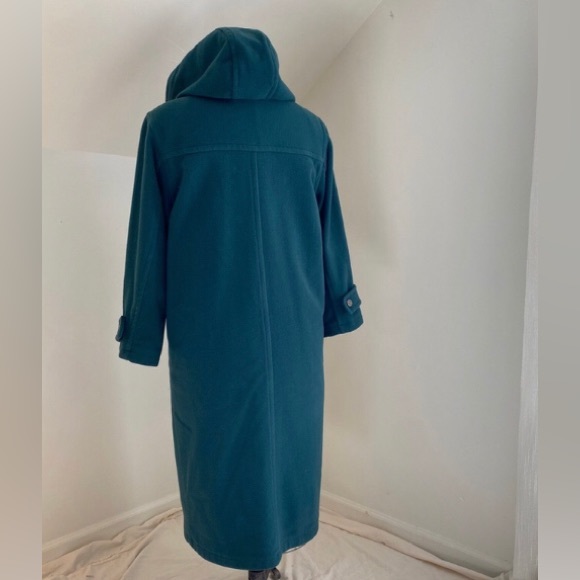 Eddie Bauer Green Wool Long Coat with Hood - Picture 4 of 6